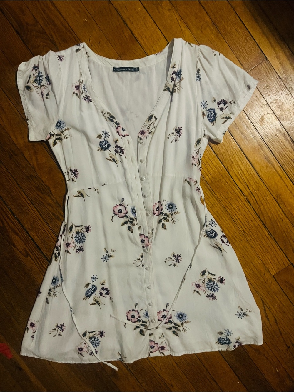Abercrombie Floral Button-Front White Summer Dress
